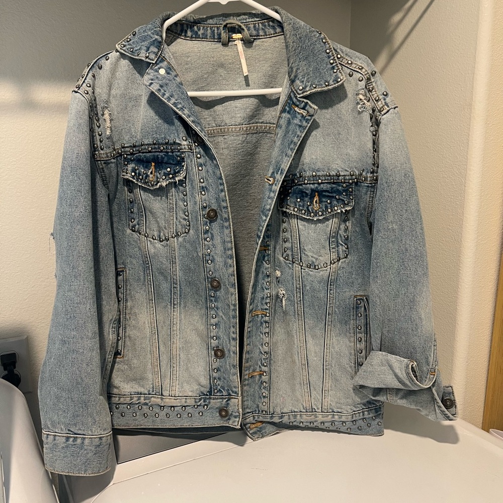 Free People oversized Studded Denim Jacket